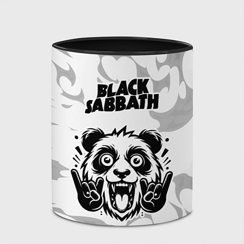 Кружка цветная Black Sabbath рок панда на светлом фоне / 3D-Белый + черный – фото 2