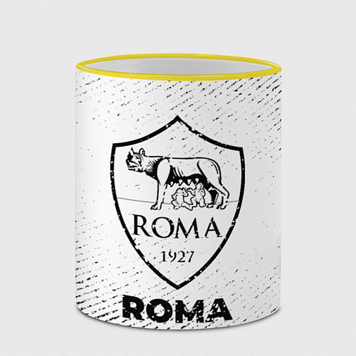 Кружка цветная Roma с потертостями на светлом фоне / 3D-Желтый кант – фото 2