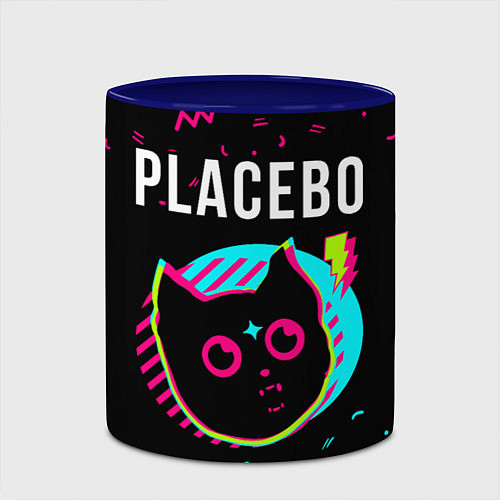 Кружка цветная Placebo - rock star cat / 3D-Белый + синий – фото 2