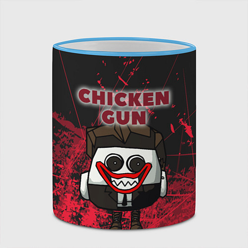 Кружка цветная Chicken gun clown / 3D-Небесно-голубой кант – фото 2