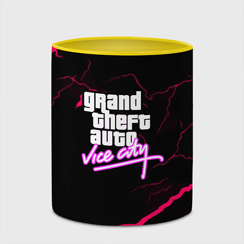 Кружка цветная GTA storm vice city / 3D-Белый + желтый – фото 2