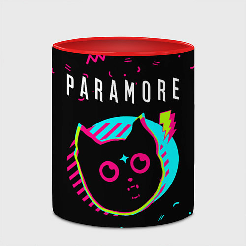 Кружка цветная Paramore - rock star cat / 3D-Белый + красный – фото 2