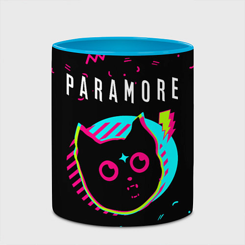 Кружка цветная Paramore - rock star cat / 3D-Белый + небесно-голубой – фото 2