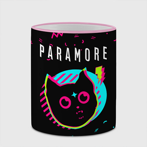 Кружка цветная Paramore - rock star cat / 3D-Розовый кант – фото 2
