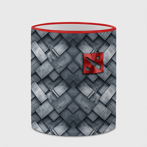 Кружка цветная Dota - metal texture logo / 3D-Красный кант – фото 2