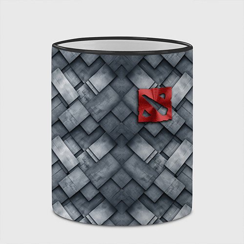 Кружка цветная Dota - metal texture logo / 3D-Черный кант – фото 2