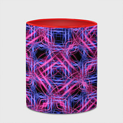 Кружка 3D Розово-фиолетовые светящиеся переплетения, цвет: 3D-белый + красный — фото 2