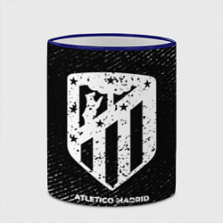 Кружка 3D Atletico Madrid с потертостями на темном фоне, цвет: 3D-синий кант — фото 2