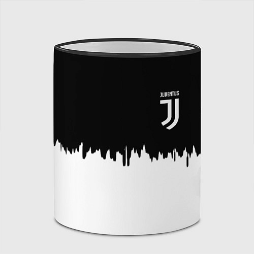 Кружка цветная Juventus белый огонь текстура / 3D-Черный кант – фото 2