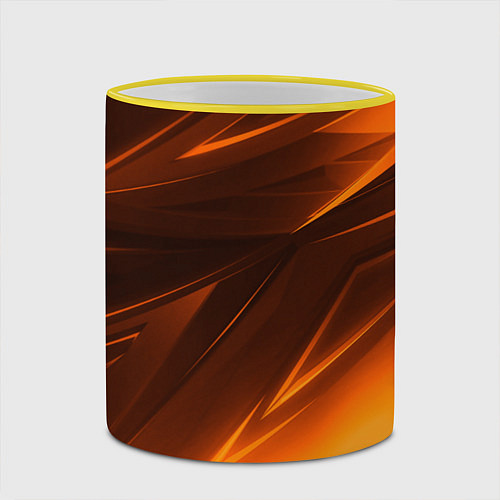 Кружка цветная Geometry stripes orange / 3D-Желтый кант – фото 2