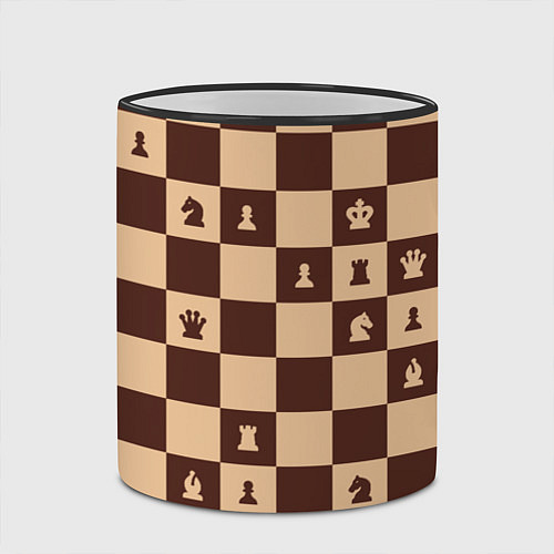 Кружка цветная Коричневая шахматная доска / 3D-Черный кант – фото 2