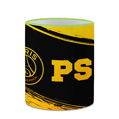 Кружка цветная PSG - gold gradient по-горизонтали / 3D-Светло-зеленый кант – фото 2