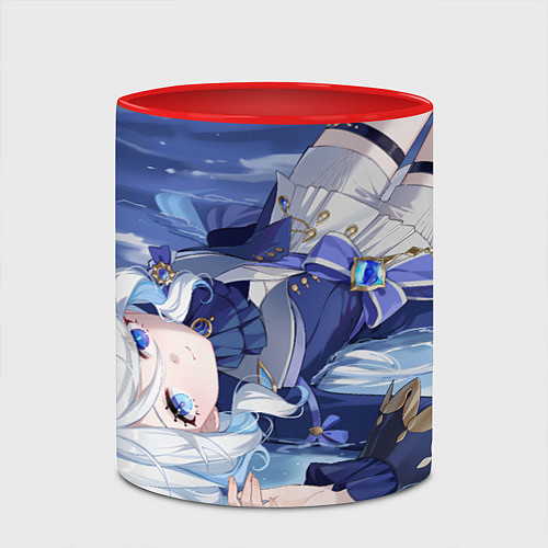 Кружка цветная Genshin Impact Furina happy smile / 3D-Белый + красный – фото 2