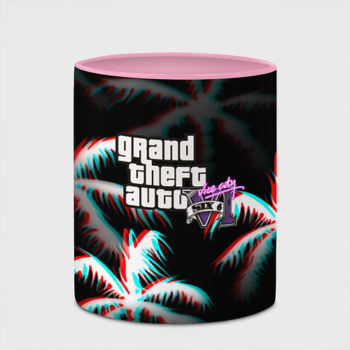 Кружка цветная GTA 6 vice city glitch / 3D-Белый + розовый – фото 2