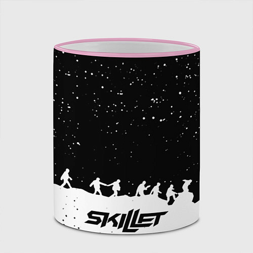 Кружка цветная Skillet rock music band / 3D-Розовый кант – фото 2