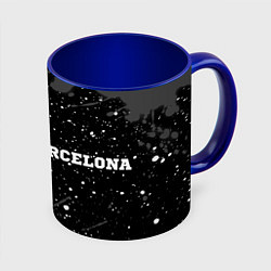 Кружка 3D Barcelona sport на темном фоне по-горизонтали, цвет: 3D-белый + синий