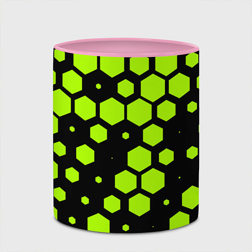 Кружка цветная Зеленые соты киберпанк / 3D-Белый + розовый – фото 2