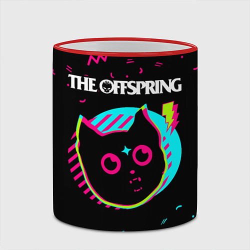 Кружка цветная The Offspring - rock star cat / 3D-Красный кант – фото 2