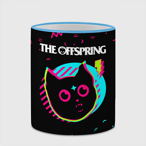 Кружка цветная The Offspring - rock star cat / 3D-Небесно-голубой кант – фото 2