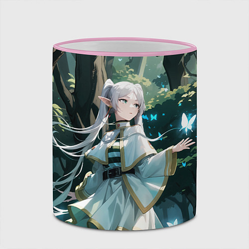 Кружка цветная Sousou no Frieren Фрирен butterfly / 3D-Розовый кант – фото 2