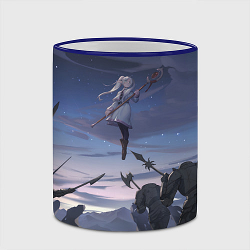 Кружка цветная Sousou no Frieren Фрирен battle / 3D-Синий кант – фото 2