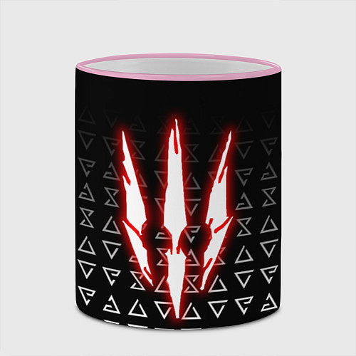 Кружка цветная The witcher - red logo / 3D-Розовый кант – фото 2