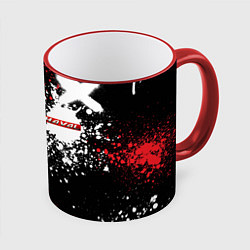 Кружка 3D Хавал на фоне граффити и брызг красок, цвет: 3D-красный кант