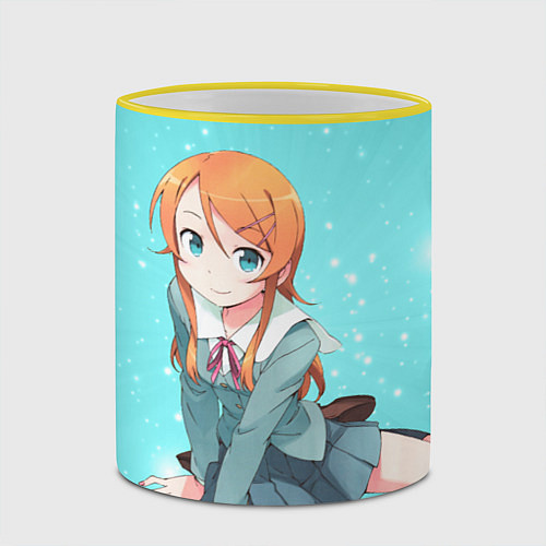 Кружка цветная Кирино Косака из OreImo / 3D-Желтый кант – фото 2