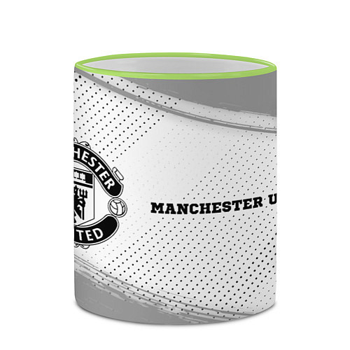 Кружка цветная Manchester United sport на светлом фоне по-горизон / 3D-Светло-зеленый кант – фото 2
