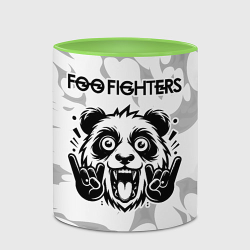 Кружка цветная Foo Fighters рок панда на светлом фоне / 3D-Белый + светло-зеленый – фото 2