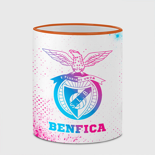 Кружка цветная Benfica neon gradient style / 3D-Оранжевый кант – фото 2