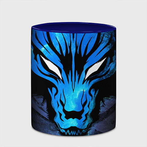 Кружка цветная Genshin Impact - Волк Севера / 3D-Белый + синий – фото 2