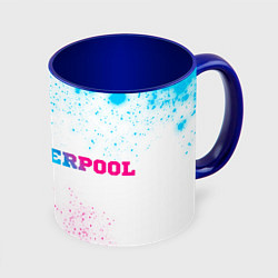 Кружка 3D Liverpool neon gradient style по-горизонтали, цвет: 3D-белый + синий