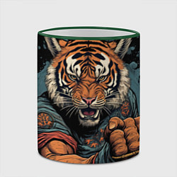 Кружка 3D Тигр в стойке тайский бокс, цвет: 3D-зеленый кант — фото 2