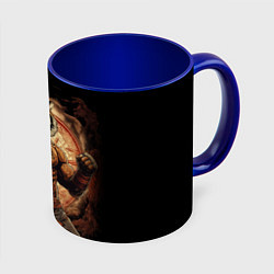 Кружка 3D Муай - Тай боевой тигр в перчатках, цвет: 3D-белый + синий