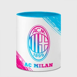 Кружка 3D AC Milan neon gradient style, цвет: 3D-белый + небесно-голубой — фото 2