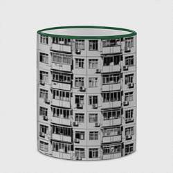 Кружка 3D Панелька в черно-белых тонах, цвет: 3D-зеленый кант — фото 2