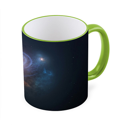 Кружка цветная Спиральная галактика / 3D-Светло-зеленый кант – фото 1