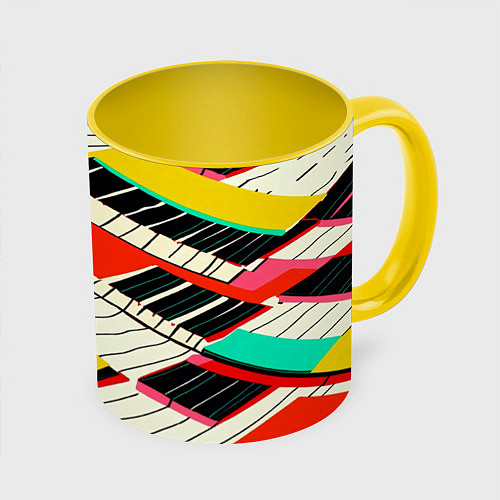 Кружка цветная Пианинка / 3D-Белый + желтый – фото 1