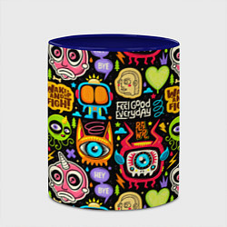 Кружка 3D Feel good every day motivation monsters pattern, цвет: 3D-белый + синий — фото 2