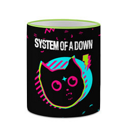 Кружка 3D System of a Down - rock star cat, цвет: 3D-светло-зеленый кант — фото 2