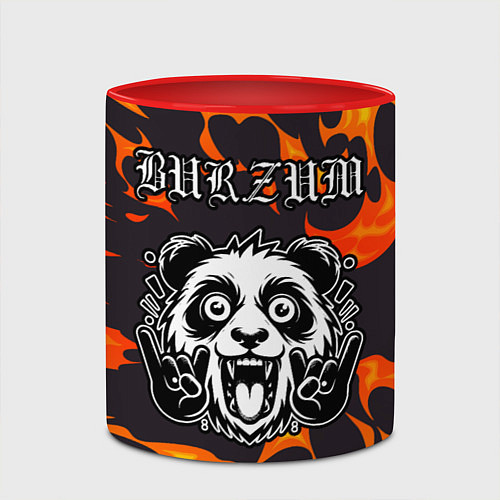 Кружка цветная Burzum рок панда и огонь / 3D-Белый + красный – фото 2