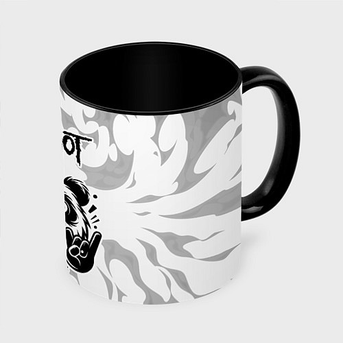 Кружка цветная Slipknot рок панда на светлом фоне / 3D-Белый + черный – фото 1