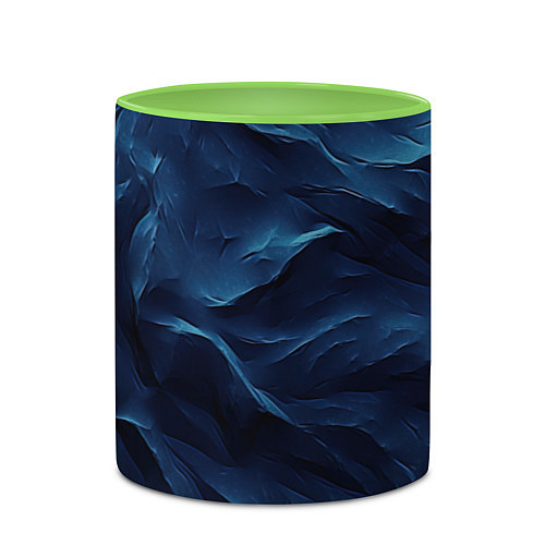 Кружка цветная Синие глубокие абстрактные волны / 3D-Белый + светло-зеленый – фото 2