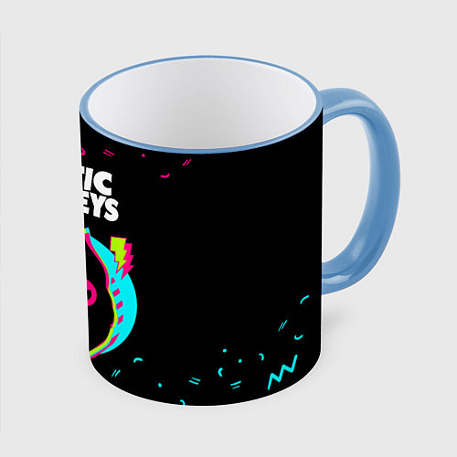 Кружка цветная Arctic Monkeys - rock star cat / 3D-Небесно-голубой кант – фото 1