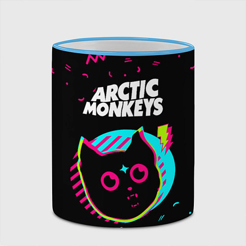 Кружка цветная Arctic Monkeys - rock star cat / 3D-Небесно-голубой кант – фото 2