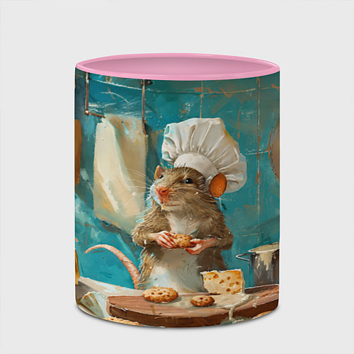Кружка цветная Крыса шеф повар на кухне / 3D-Белый + розовый – фото 2