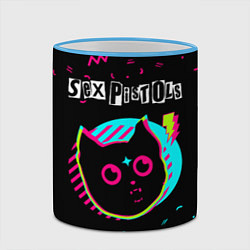 Кружка 3D Sex Pistols - rock star cat, цвет: 3D-небесно-голубой кант — фото 2