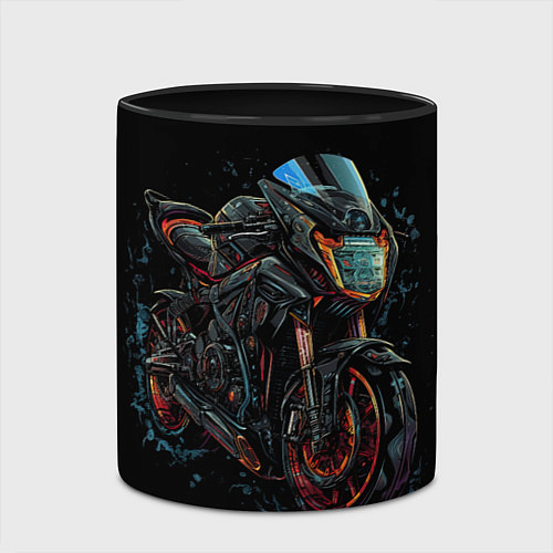 Кружка цветная Мотоцикл будущего в стиле киберпанк / 3D-Белый + черный – фото 2