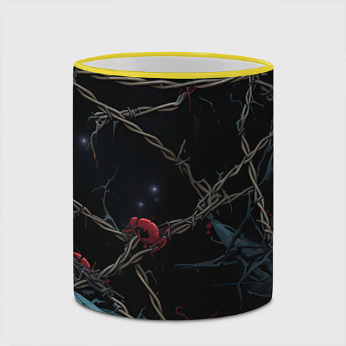 Кружка цветная Череп и кровавые ягоды / 3D-Желтый кант – фото 2